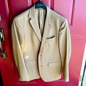 Lands End Tailored Fit Tan Blazer Wool 38R